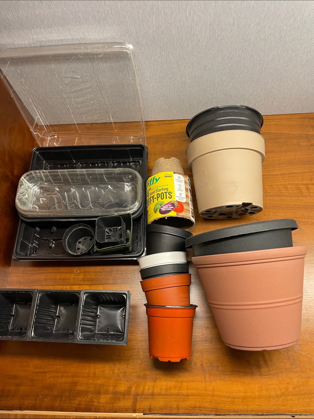 Assorted Plant Nursery Pots & Trays - Terracotta, Black, Beige